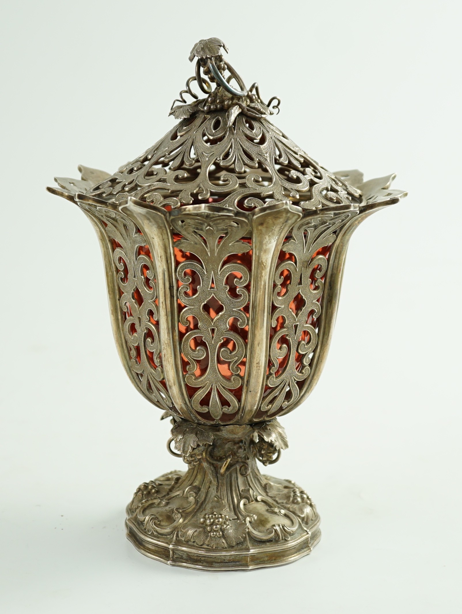 An early Victorian pierced silver sugar vase and cover, by Robinson, Edkins & Aston